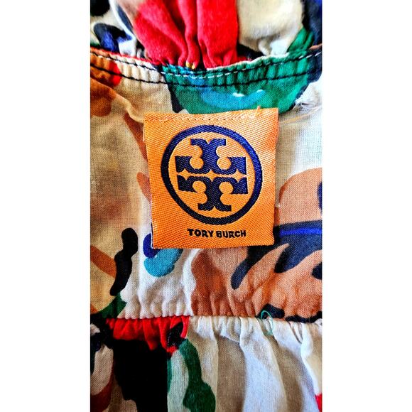 Tory Burch Floral Sleeveless Top Blouse, Ruffled V Neck, Lightweight, Boho, Sz 6 - Picture 3 of 10